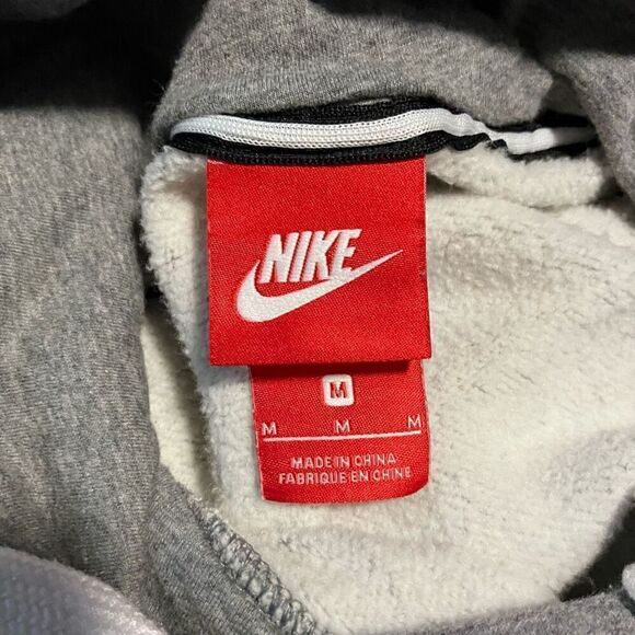 Nike Long Sleeve Oversized Sportswear Air Fleece Pullover Hoodie Gray Medium - Picture 7 of 7